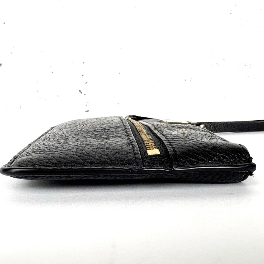 Kate Spade New York Highland Place Bee Wristlet Black Pebbled Leather Gold Zip - Picture 12 of 13